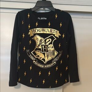 Warner Bros. Black and Gold Hogwarts Kids Long Sleeve Tee